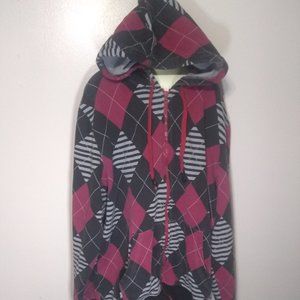 Hoodiebuddie Red/Black Argyle Hoodie. Sz. XL